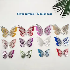 ملصقات جدارية ثلاثية الأبعاد على شكل فراشات مجوفة لتزيين غرف النوم وغرف المعيشة والمهاجع، ذاتية اللصق وملونة تحاكي المعدن، متوفرة بالجملة - Product Image 4