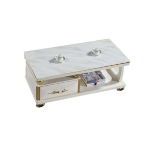 خفف من الزجاج الصغيرة جولة طويل القامة طاولة جانبية الحديثة الأبيض للبيع - Product Image 6