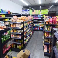 Étagère de présentation gondole métallique robuste et durable à double face, 5 niveaux, avec finition thermolaquée pour supermarché