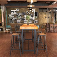 Tables hautes de bar en bois massif américain Chaises style loft industriel pour magasin de thé au lait Café Restaurant Meubles de gros