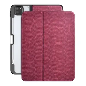 PULOKA Transparent Tablet Cover Case Custom Snake Leather Magnetic Front Cover For IPad 10 generation 10.9" 2022 With Pen Slot