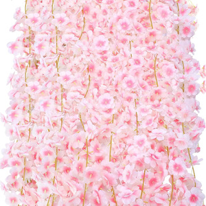 Guirlandes artificielles de fleurs de cerisier roses en soie 100cm 200cm Décoration de table pour la maison Décoration d'anniversaire - Product Image 3