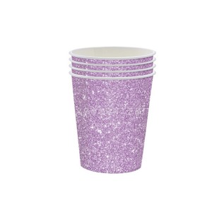Purple Glitter Paper Plate Disposable Party Tableware Elegant Birthday Party Supplies - Product Image 2