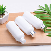 Flacon en plastique PET blanc de 100 ml avec bouchon à pression doré, récipient vide pour lotion, shampoing et nettoyage, impression sérigraphique, usage cosmétique