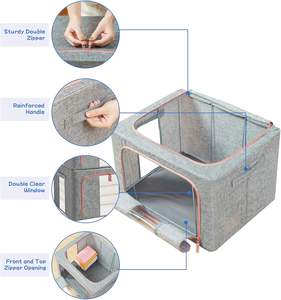 Boîte de rangement pliable en tissu coton et lin pour vêtements, couettes, jouets et outils – Grande capacité pour la maison et la garde-robe - Product Image 3