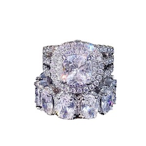 Anello ovale geometrico quadrato per donna, anello da dito alla moda con fascia intera scintillante, gioielli eleganti per tutti i giorni - Product Image 5