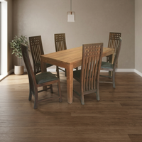 Ensemble de table à manger en bois de teck massif minimaliste moderne comprenant 6 chaises en noyer pour meubles de maison pour salle à manger caractéristique amovible