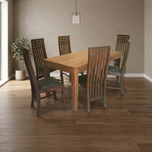 Modern Minimalist Solid Teak Wood Dining <b>Table</b> Set Includes 6 Walnut Chairs <b>for</b> Home Furniture <b>for</b> Dining Room Removable Feature - Product Image 2