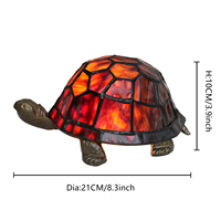 Lampes de table en vitrail de style pastoral, ornement pour bar, salon, chambre à coucher, lampes de table tortue modernes et mignonnes, cadeaux artisanaux en forme d'animaux