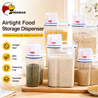 BEEMAN Contenant Alimentaire Hermétique Grande Capacité Distributeur de Riz et Céréales en Plastique avec Tasse à Mesurer Organisateur de Cuisine
