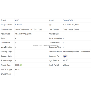 โมดูลส่วนประกอบอิเล็กทรอนิกส์สำหรับอุปกรณ์ IOT แสดง G070STN01.2 - Product Image 3