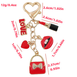 Bán Buôn Khá Rose <span class=keywords><strong>Red</strong></span> Đôi Môi Hồng Hồng Men <span class=keywords><strong>Keychain</strong></span> Thời Trang Kim Loại Son Môi Key Ring Với Trái Tim Đáng Yêu Cho Phụ Nữ Quà Tặng - Product Image 2