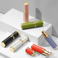 Bouteille en aluminium avec logo personnalisé, flacon de parfum vide de 5 ml, étui enveloppé de cuir de luxe