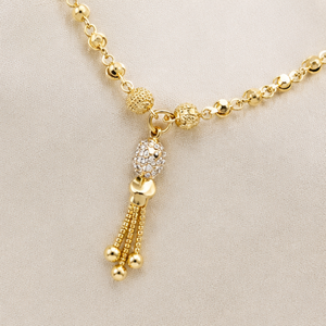 Gold Tone Pendant Dokiyu <b>Necklaces</b> with Elegant Beaded Chain Minimalist Traditional Modern Jewelry Women Daily Wear Wedding 22K - Product Image 4