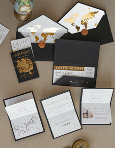 Cartes <span class=keywords><strong>d</strong></span>'invitation de <span class=keywords><strong>mariage</strong></span> modernes en forme de cœur, style passeport, avec papier doré, inspirées des cartes <span class=keywords><strong>d</strong></span>'<span class=keywords><strong>embarquement</strong></span> et des billets <span class=keywords><strong>d</strong></span>'avion, noires et pop-up - Product Image 2