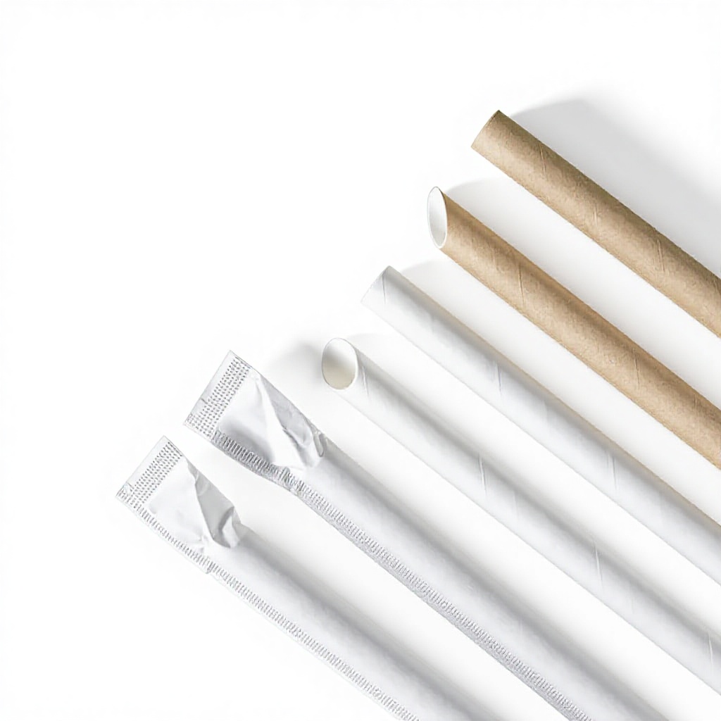 Straight Kraft Paper Straws Disposable Food-Grade Eco-Friendly Biodegradable Individually Wrapped for Food Beverage
