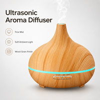 Diffuseur d'huiles essentielles ultrasonique à effet bois, humidificateur à brume froide avec lumière LED et minuterie pour chambre, bureau, spa, diffuseur d'arômes