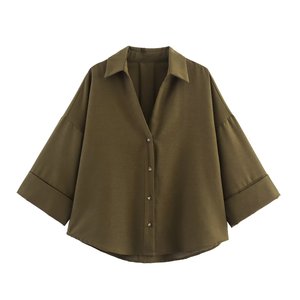 <span class=keywords><strong>Blusa</strong></span> de Oficina para Mujer, Talla Grande, Verano, Nueva, Elegante y Versátil, Mezcla de Poliéster, Manga Ancha, Cómoda - Product Image 6