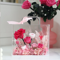 Coffret cadeau Saint Valentin Carnation Dianthus caryophyllus valise préservée Fleurs séchées décoratives Ornements d'intérieur