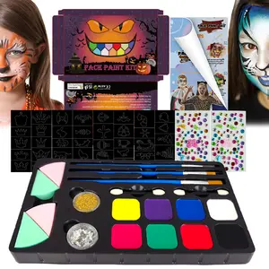 Etiqueta Skin Art Para Party Set E Body Nontoxic Artist Fornecedores Um Curso Maquiagem Mala Criança Com Caso Guia 8 Cores Face Paint