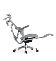 Chaise de bureau ergonomique contemporaine en maille avec accoudoirs en PU, hauteur réglable, repose-pieds pivotant et base en acier pour le bureau