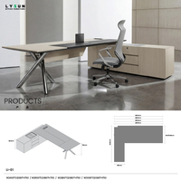 Bureau de direction modulaire en forme de L, de luxe, moderne, ergonomique, convertible, écologique, durable, en MFC et MDF, résistant à l'eau, pour PDG