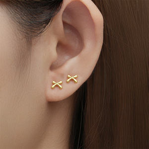 ROXI 925 ต่างหูเงินแท้สำหรับผู้หญิงมินิโบว์น็อตต่างหูโรแมนติก S925 - Product Image 3