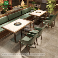 Ensemble de meubles de restaurant écologiques en bois chinois, tables et chaises pour restaurants de fondue et de barbecue