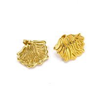 Boucles d'oreilles clous en acier inoxydable plaqué or 18 carats, motif feuille irrégulière texturée, bijoux élégants pour femme, parfaits pour le quotidien et les soirées