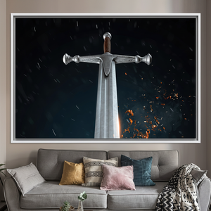 Lienzo 3D de Espada Samurai: Impresión Moderna en Vidrio Templado para Pared, Lienzo con Marco Blanco - Product Image 3