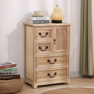 家具収納ユニットチェスト引き出しベッドサイドヴィンテージトールボーイホワイトミニチュア組み立てベッドサイドキャビネットドレッサーナイトスタンド - Product Image 4