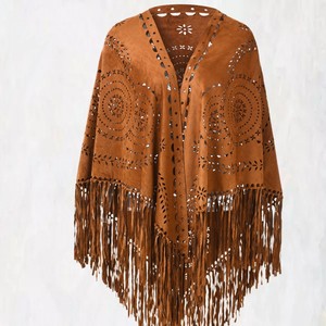 Phụ nữ retro tua khăn cô gái kết thúc tốt đẹp khăn choàng trong mùa xuân làm từ chất liệu da lộn mềm - Product Image 2