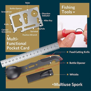 Kit de survie en plein air, lame de 21 cm, équipement d'urgence multifonctionnel, équipement compact pour l'aventure en milieu sauvage - Product Image 3