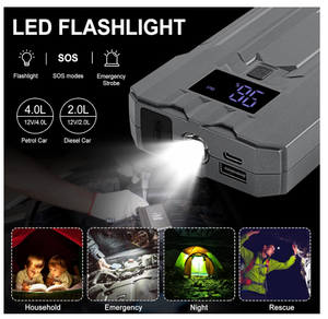 เครื่องช่วยสตาร์ทรถยนต์แบบพกพา 12V 10000mAh กำลังสูง 45W แรงดันไฟฟ้าสูงสุด 2000A สำหรับรถบรรทุก รถจักรยานยนต์ ช่วยสตาร์ทฉุกเฉิน - Product Image 4