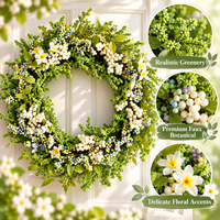 Guirlande de printemps artificielle, baies et verdure florale, décoration d'intérieur, ornement mural ou à suspendre à la porte, design réaliste, vente en gros d'usine