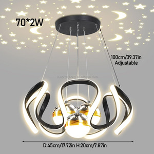 Đèn chùm LED Lampara140W Điều khiển từ xa Đèn chùm LED 3 màu có thể điều chỉnh độ sáng Đèn chùm trần cho phòng ăn Đảo bếp - Product Image 4