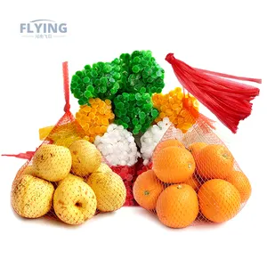 Hot Sale 60 80 pores L35cm L40cm durable fruit potato vegetable plastic mesh Net Bag tuck netting with clip