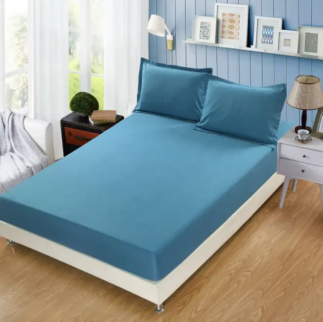 Ropa de cama de gran calidad, 100% algodón, Color sólido, sábanas ajustadas con elástico
