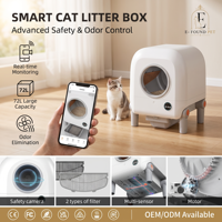 Litière Intelligente pour Chat, Auto-Nettoyante, Fermée, 72L, Contrôle par APP, WiFi, Anti-Odeur, Surveillance Intelligente, pour Grands Chats, en Plastique