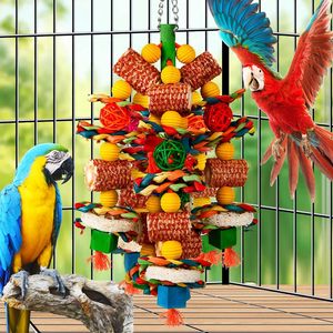 Potongan Loofah Tongkol Jagung Alami Berwarna-warni, Mainan Kunyah untuk Burung Beo Afrika dan Burung Beo Ukuran Kecil hingga Sedang Lainnya - Product Image 6