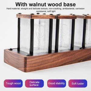 Retro hiện đại Máy tính để bàn trang trí LED Acrylic kim loại giả RGB Glow Ống kỹ thuật số bảng đồng hồ USB hiển thị, IPS nixie ống đồng hồ OEM - Product Image 4