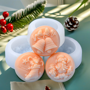 Christmas Silicone Mold Round Bell Stocking Santa Relief Cake Baking Mold 3 Pieces - Product Image 3