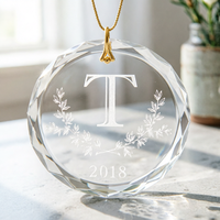 Ornement en cristal transparent gravé avec un monogramme personnalisé, décoration de Noël personnalisée pour la famille