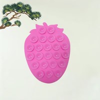 Nouvelles coques de téléphone portable en silicone double face à ventouse motif fraise, support ventouse pour iPhone Samsung, cadeaux