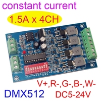 DC5V-24V 1A/1.1A/1.3A/1.5A * 4CH canal DMX512 décodeur courant Constant RGBW LED contrôleur DMX variateur pour lumières LED, bande, lampe