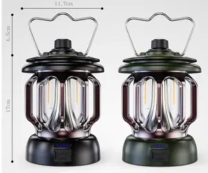NPOT Retro lanterna da campeggio ricaricabile Mini lampada da campeggio Vintage a sospensione con 3 modalità di illuminazione lampada da tenda da esterno dimmerabile