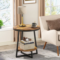 Tribesigns accent moderne petites tables d'appoint rondes en bois marron antique rustique pour canapé de salon