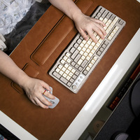 Tapis de bureau de jeu en cuir PU avec protège-poignets imperméable et anti-rayures, ensemble de repose-mains en mousse à mémoire de forme en trois parties pour le bureau et la maison