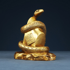 Brass Zodiac Snake Figurine Irregular Shape Feng Shui <b>Desk</b> Decoration For Home Office Opening Ceremony Gift - Product Image 3