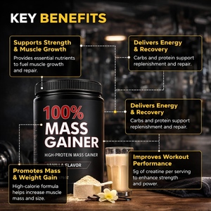 100 procent massa gainer poeder vanille smaak hoge proteïne gewichtstoename spiergroei ondersteuning 500g OEM private label - Product Image 3